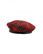 British Style Plaid Beret in Red