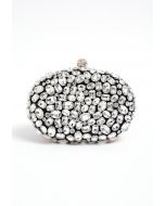 Sparkly Rhinestones Oval Clutch in Black