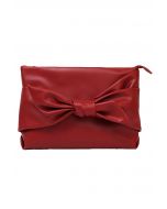 Delightful Bow PU Clutch in Red