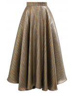 Shimmery Rainbow Bias Cut Asymmetric Flare Skirt