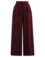 Dashing Side Pockets Palazzo Pants in Burgundy