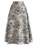 花柄刺繍ミディスカート